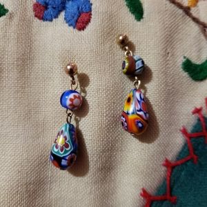 Vintage millefiori murano glass earrings